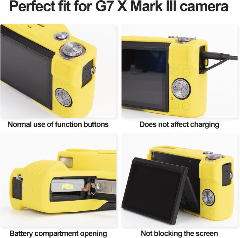 Rieibi Silicone Case for Canon G7X Mark III Case, G7X Mark III Accessories with 2 pcs sreen Protectors,Detachable Lens Cover for Canon G7X Mark III Cover - Image 2